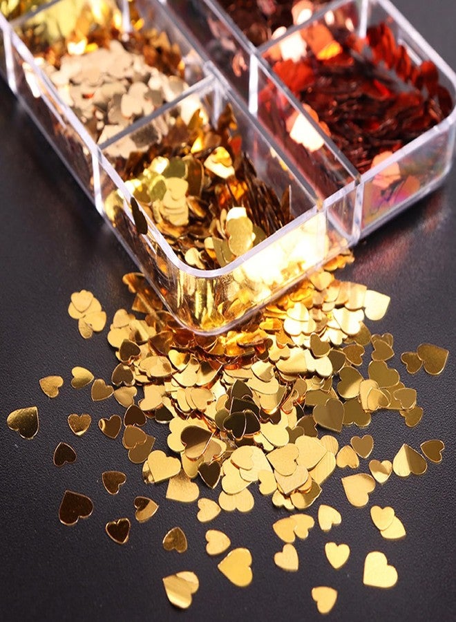 Vopintpy 6 Grids Valentines Love Heart Nail Sequins Holographic Multicolor Heart Nail Flakes Design Nail Charms 3D Confetti Nail Art Stickers for Women DIY Manicure Decoration - Image 4